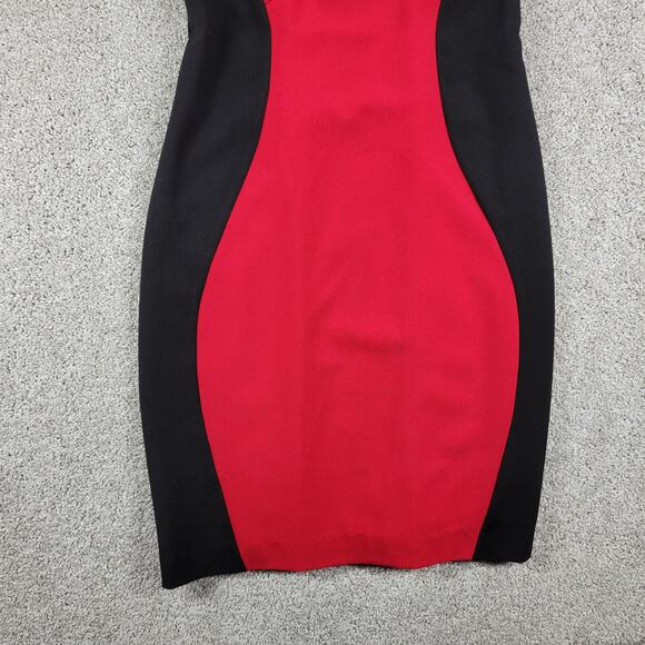 J Peterman Bodycon Dress Womens 2 Red Black Colorblock Cocktail Party - Picture 10 of 12